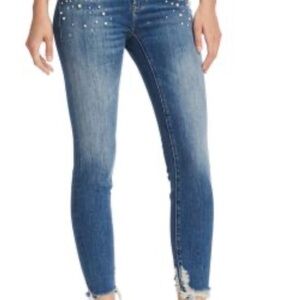 Mavi Women's Light Blue Skinny Jeans with Pearl Details